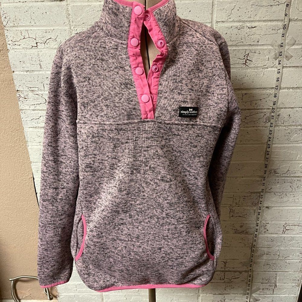Simply Southern Pink Pullover Fleece Knit Sweater Medium